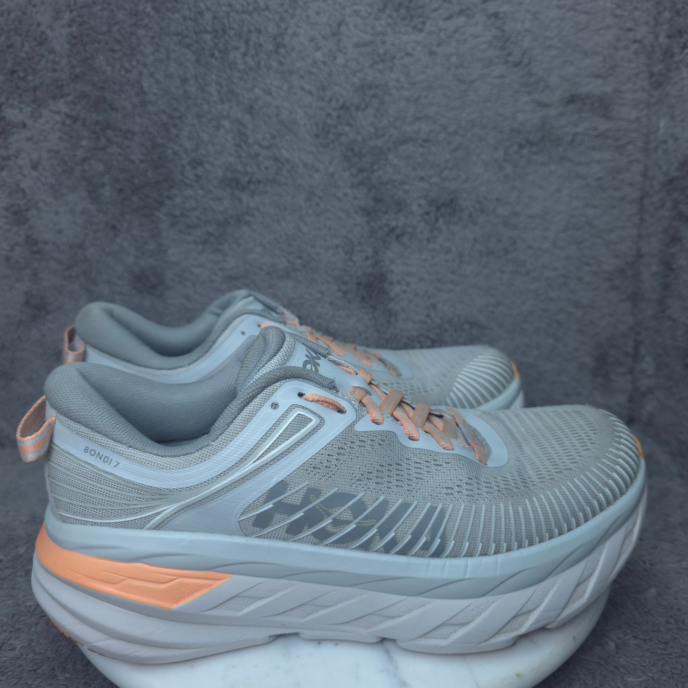 Hoka One One Bondi 7 Shoes Womens 8 Harbor Mist Sharkskin Road Running Sneaker